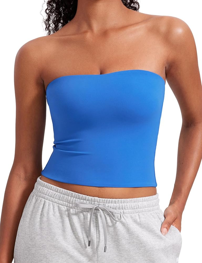 CRZ YOGA Butterluxe Double Lined Tube Tops for Women Going Out Crop Sleeveless Tank Bandeau Strap... | Amazon (US)