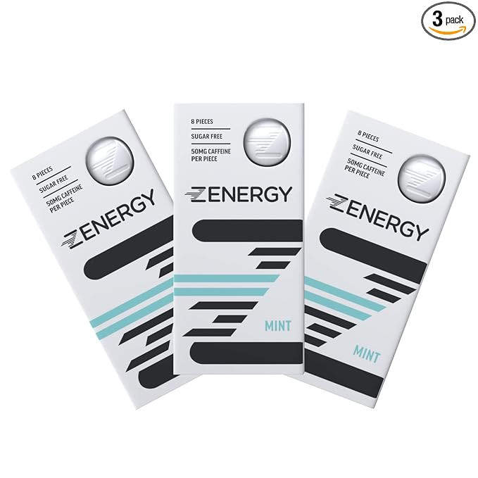 ZENERGY Energy Gum, 50mg of Caffeine Per Piece with B6 and B12 Vitamins, 0 Calories, Sugar and Gl... | Amazon (US)