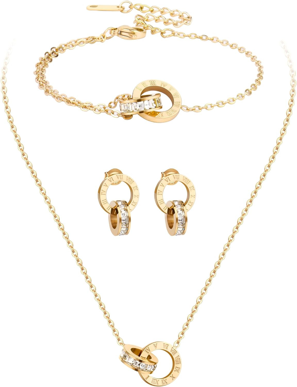 Gold Silver Rose Gold Jewelry Set for Women Dainty Circle Jewelry Sets | Amazon (US)