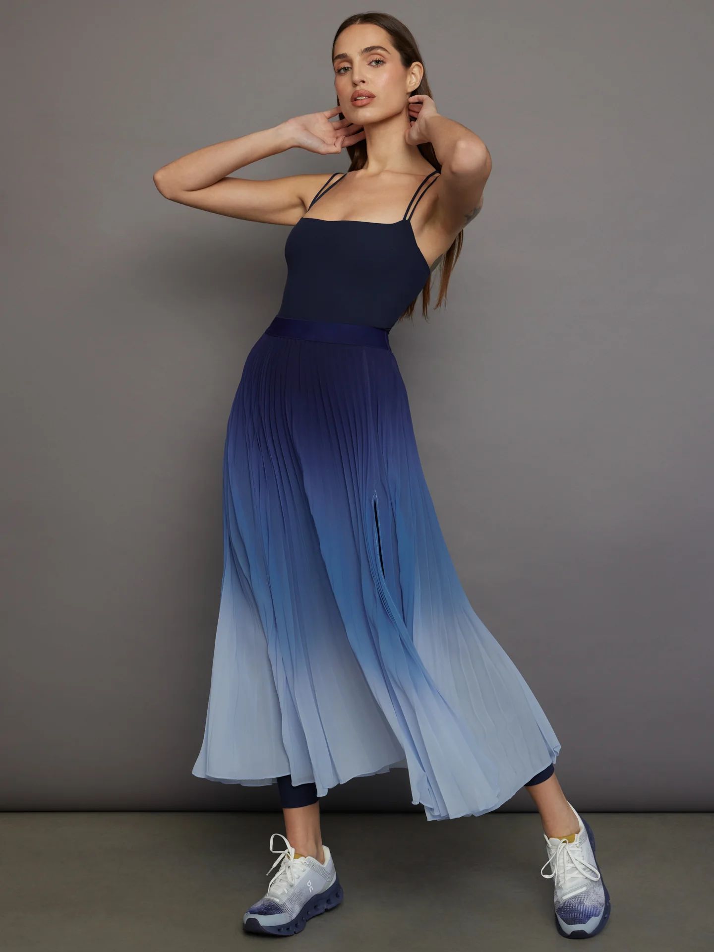 Ombre Pleated Skirt - Navy Ombre | Carbon38