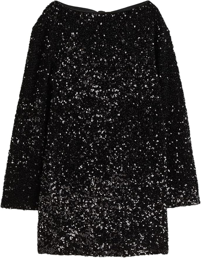 Lentta Women's Sequined Dress Petersham Ribbon Long Sleeve Party Night Out Club Festival Dresses | Amazon (US)