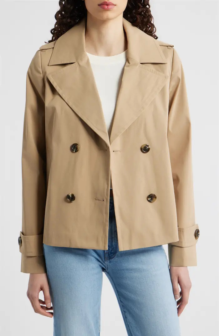 Water Resistant Double Breasted Short Trench Coat | Nordstrom