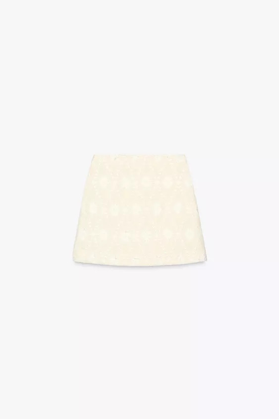 MINI SKIRT WITH FRAYED EMBROIDERY | Zara US