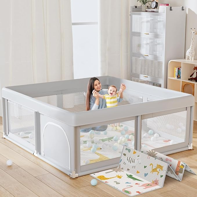 Hiaksedt Baby Playpen with Mat Small Playpen for Babies and Toddlers 50 x 50 inch Baby Fence Play... | Amazon (US)