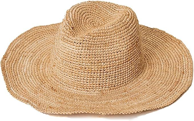 Womens Beach Sun Straw Hat UV UPF50 Travel Foldable Brim Summer UV Straw Hat | Amazon (US)