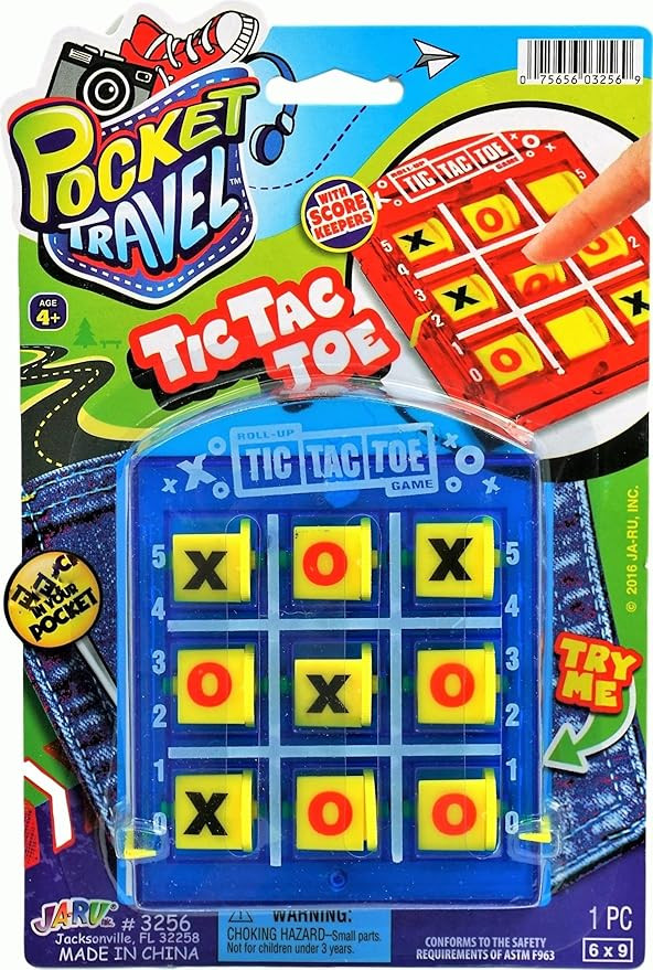 JA-RU Portable Tic Tac Toe (1 Pack) Classic Mini Board Games for Kids. Small Size Travel Games.Bu... | Amazon (US)