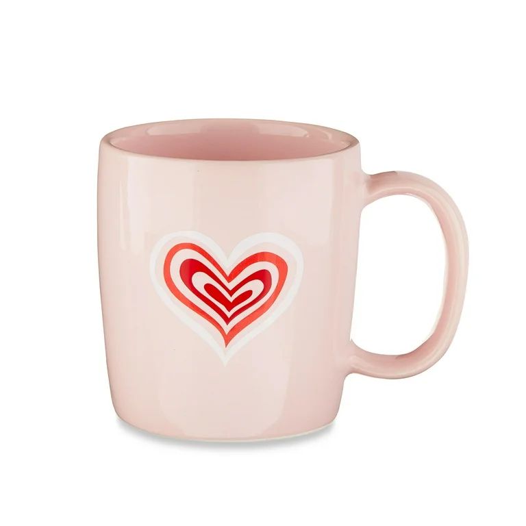 15-Oz Pink Glazed Earthenware Ceramic Mug with Heart Design Print - Way to Celebrate - Walmart.co... | Walmart (US)