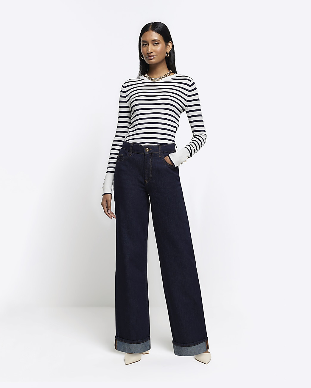 Blue mid rise loose baggy jeans | River Island (UK & IE)
