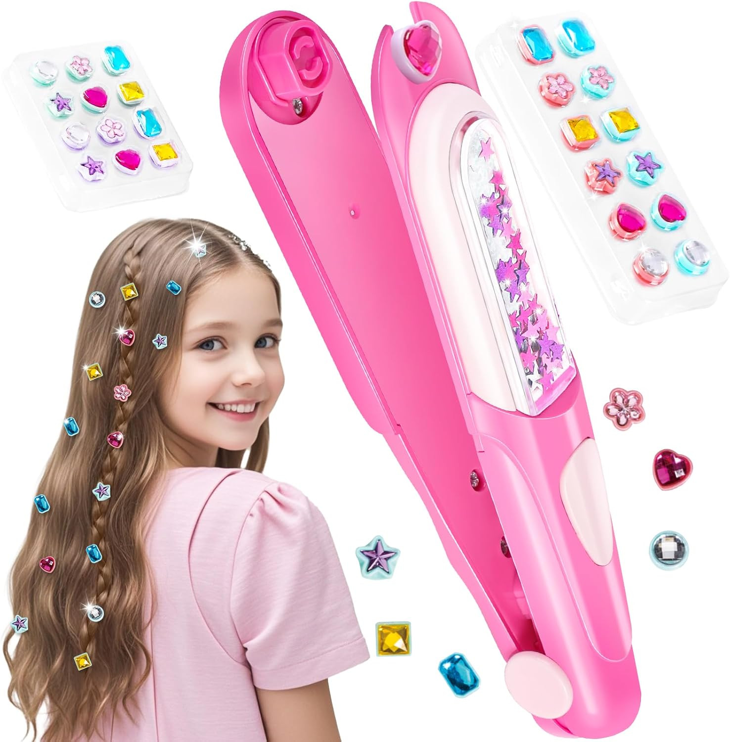 Hair Gem Stamper Kit,Bling Hair Jewels for Girls, Hair Styling Tool with Reusable Shining Diamond... | Amazon (US)