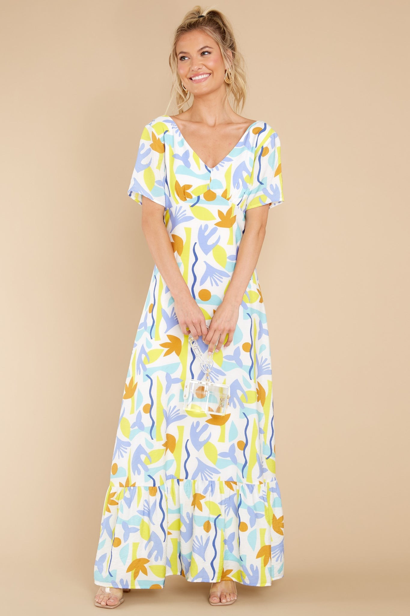 Chance To Dance White Brac Print Long Dress | Red Dress 