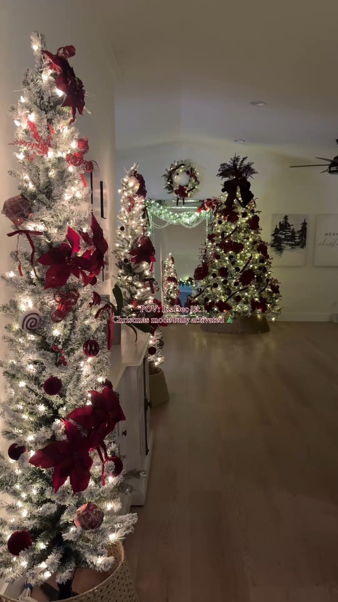 The house is officially glowing for the season ✨🎄
December 1st always feels like the true start of Christmas magic.
So cozy, so worth it.
Best Christmas flocked tree that last for years from King of Christmas. Linking most of my burgundy Christmas decor finds from Amazon and Michaels store for you here. 

#LTKHoliday #LTKHome #LTKSeasonal