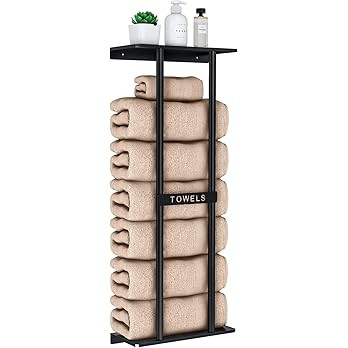 Bathroom Towel Storage Rack, Towel Racks for Bathroom Wall Mounted 30 inch with Shelf Can Holds 6... | Amazon (US)