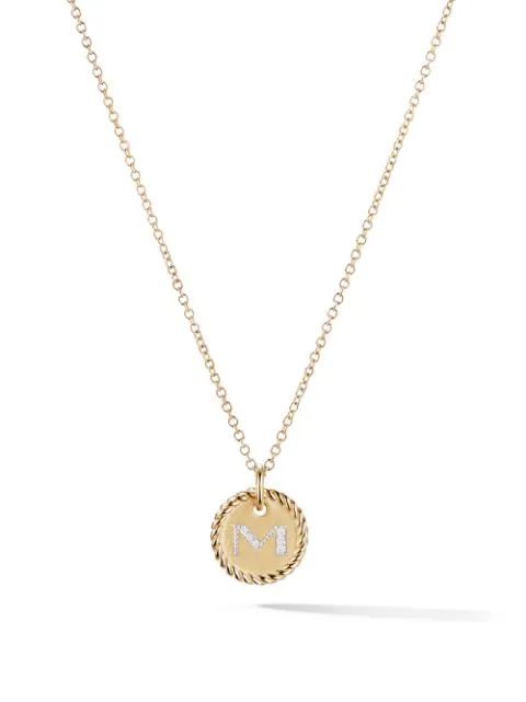 18kt yellow gold Cable Collectibles diamond M initial pendant necklace | Farfetch (US)