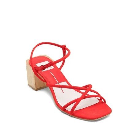 DOLCE VITA Womens Red Strappy Zayla Square Toe Block Heel Buckle Leather Dress Slingback Sandal 8.5  | Walmart (US)