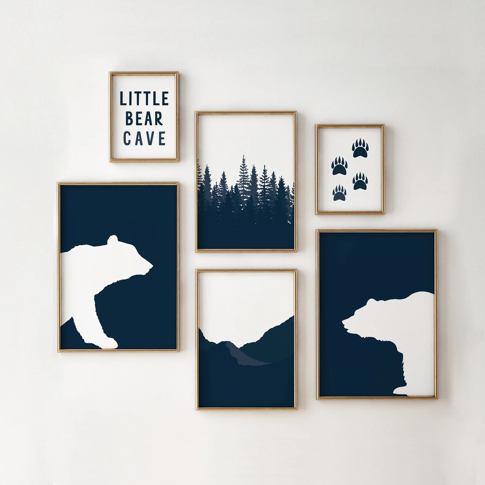 Woodland Nursery Navy Blue, Bear Nursery Art,  Mountain Nursery Prints, Wilderness Decor, Forest ... | Etsy (US)