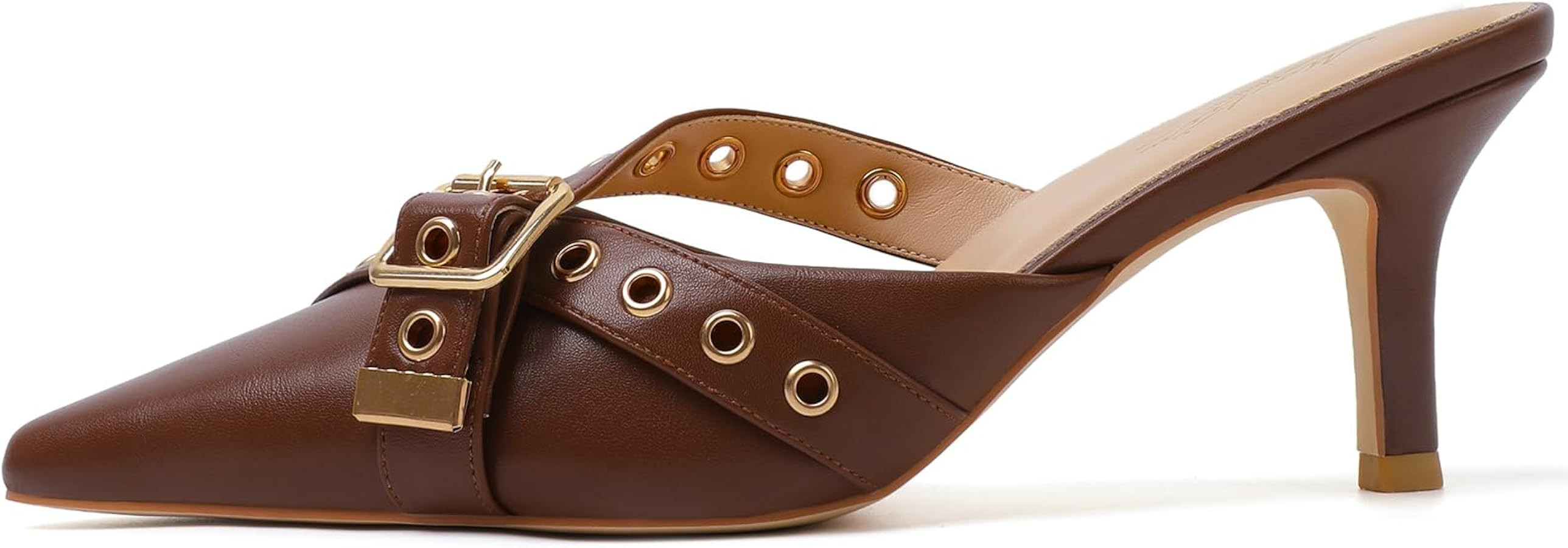 Mostrin Kitten Mules Heels for Women Pointed Closed Toe Heels Vintage Slip on Stiletto Dressy Pum... | Amazon (US)