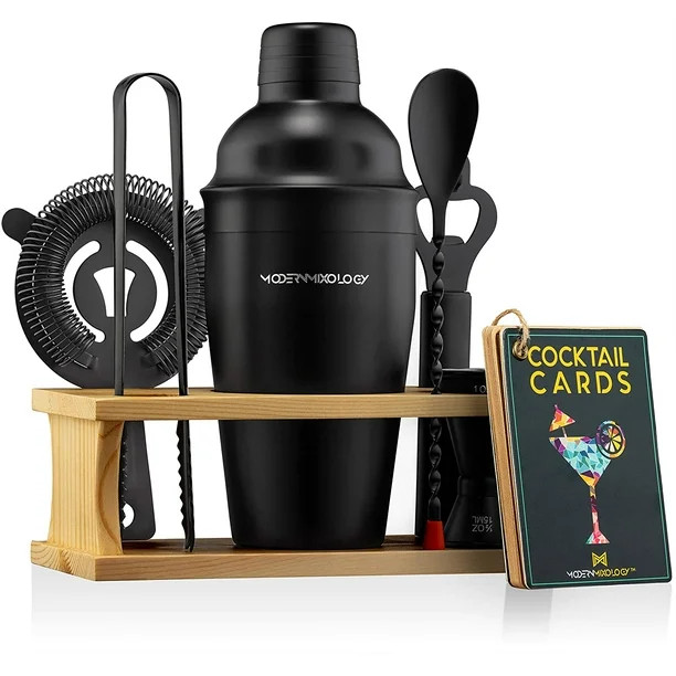 Mixology Bartender Kit with Stand | Black Bar Set Cocktail Shaker Set for Drink Mixing - Bar Tool... | Walmart (US)