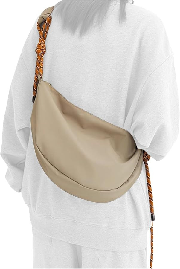 Hobo Crossbody Bag for Women, Nylon Crescent Bag, Trendy Dumpling Cross Body Bag, Half Moon Shoul... | Amazon (US)