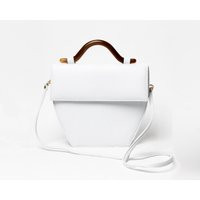 White Leather Handbag Mini Sturdy Bag Vintage Style Small Frame Minimalist Purse Shoulder Mini Desig | Etsy (US)