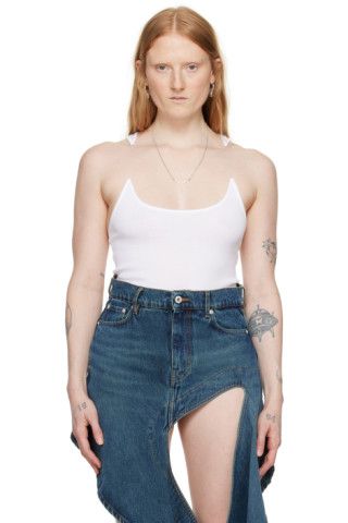 White Invisible Strap Tank Top | SSENSE