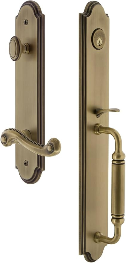 Grandeur 842969 Hardware Arc One-Piece Handleset with C Grip and Newport Lever, Backset Size-2.37... | Amazon (US)