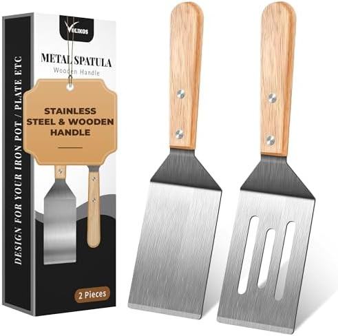 Stainless Steel Spatula Set, 2 Pieces Metal Spatula for Cast Iron Skillet, Metal Spatulas for Kit... | Amazon (US)