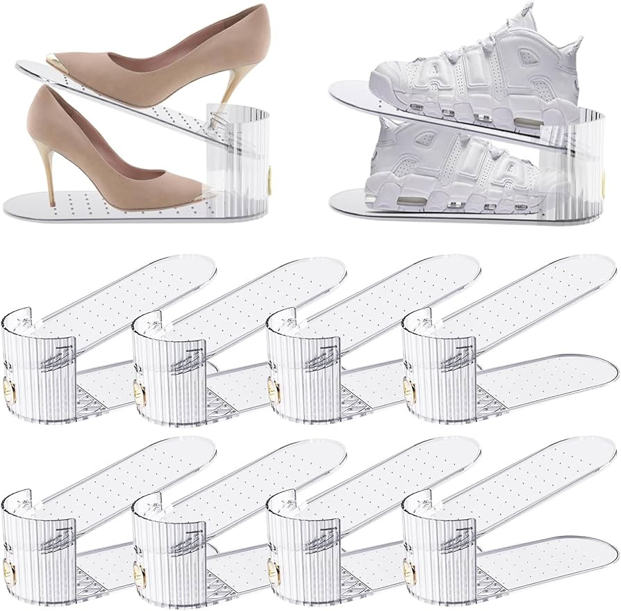 Clear 10 Pack Shoe Slot Organizer, Shoe Stacker Organizer Holders for A Pair of Shoes, Adjustable... | Amazon (US)