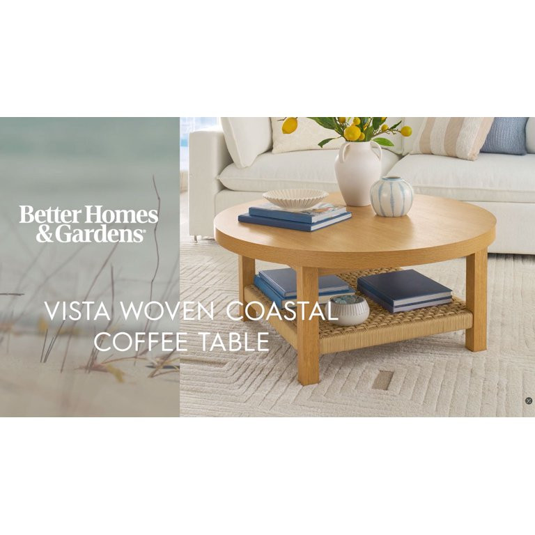 Better Homes & Gardens Vista Woven Coastal Coffee Table, Light Honey | Walmart (US)