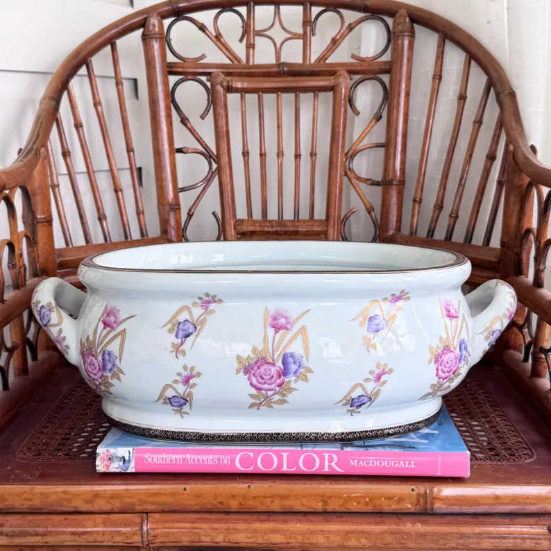 Vintage Large Porcelain Foot Bath Planter | Pink Gold Grand Millennial | Etsy (Global)