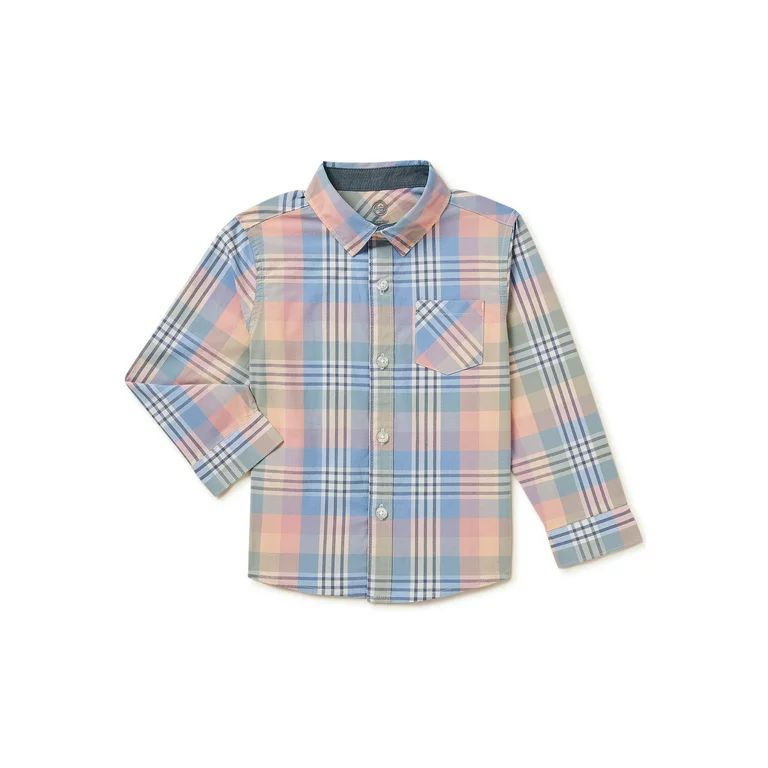 Wonder Nation Toddler Boys Woven Shirt with Long Sleeves, Sizes 12M-5T | Walmart (US)