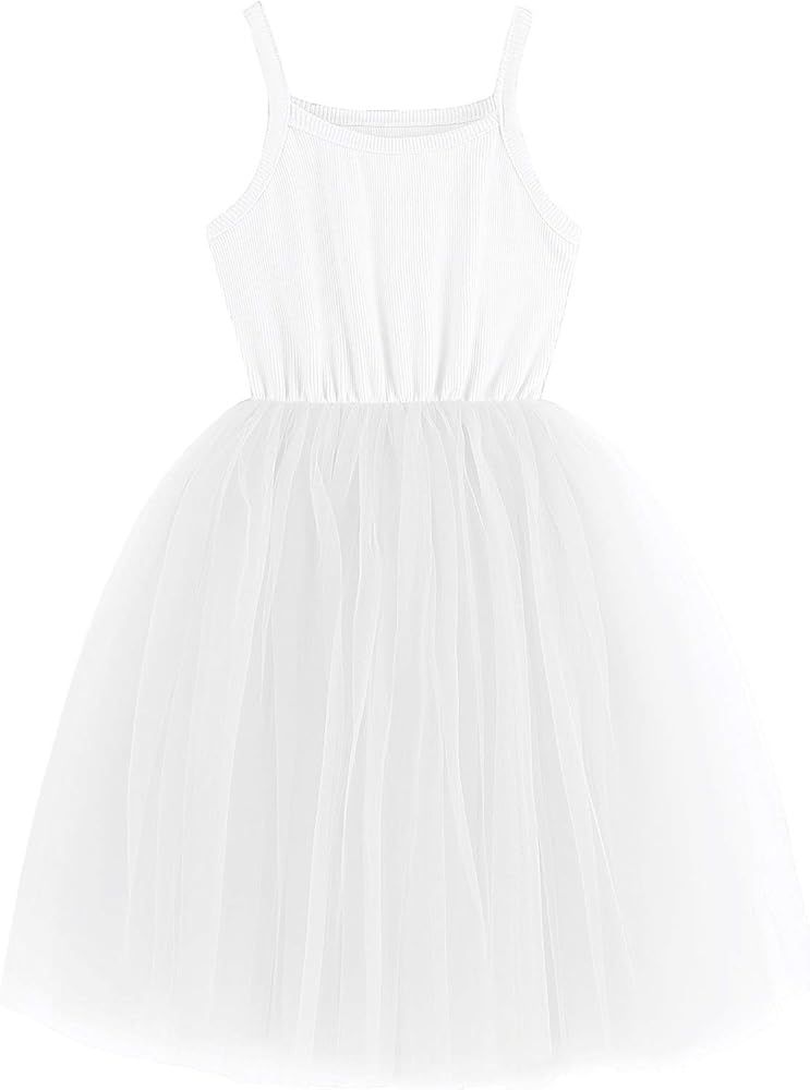 Amazon.com: GSVIBK Baby Girls Tutu Dress Toddler Sleeveless Sunderss Straps Tulle Dress Holiday T... | Amazon (US)