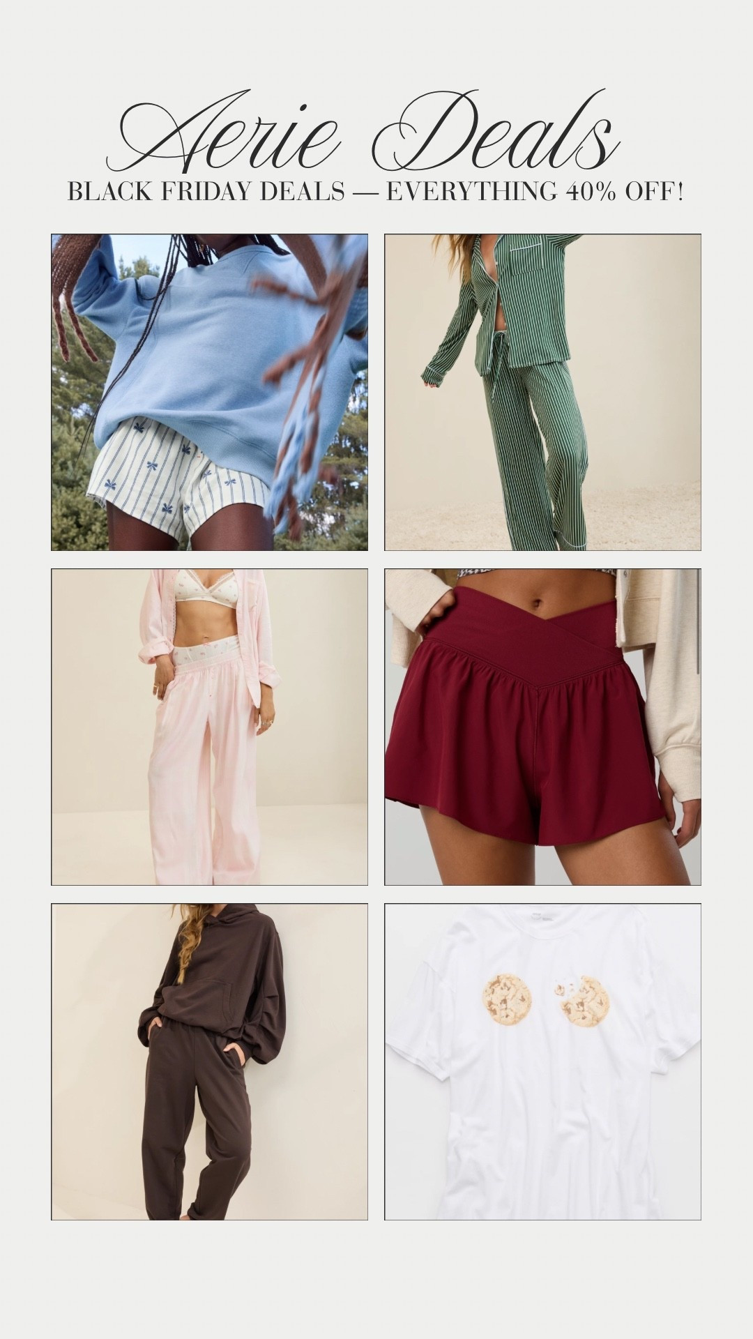 #aerie Black Friday Deals! Everything is 40% OFF on their website right now!!

#LTKCyberWeek #LTKHoliday #LTKGiftGuide