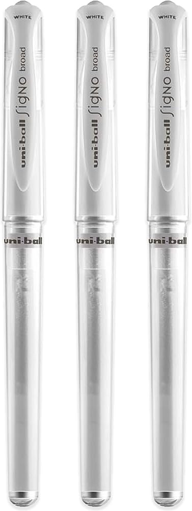 Uni-Ball UM 153 Signo Broad Point Gel Pen - White - Pack of 3 | Amazon (US)