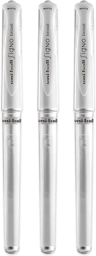 Uni-ball UM 153 Signo Broad Point Gel Pen - White - Pack of 3 | Amazon (US)