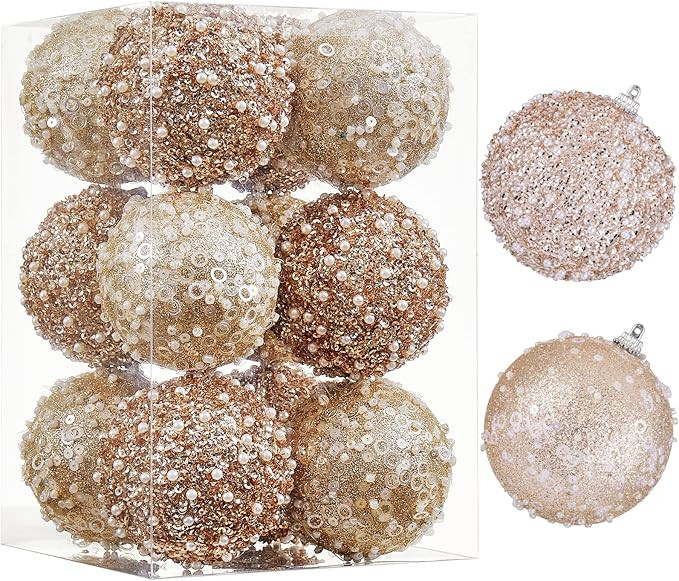 ChrisWish 2.76" Christmas Ball Ornaments,12pcs Champagne Gold Christmas Ball Decorations Shatterp... | Amazon (US)