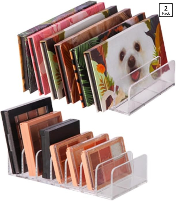 2-Pack Clear Cosmetic Organizers for Makeup Storage - Stackable Eyeshadow Palette Organizer Trays... | Amazon (US)