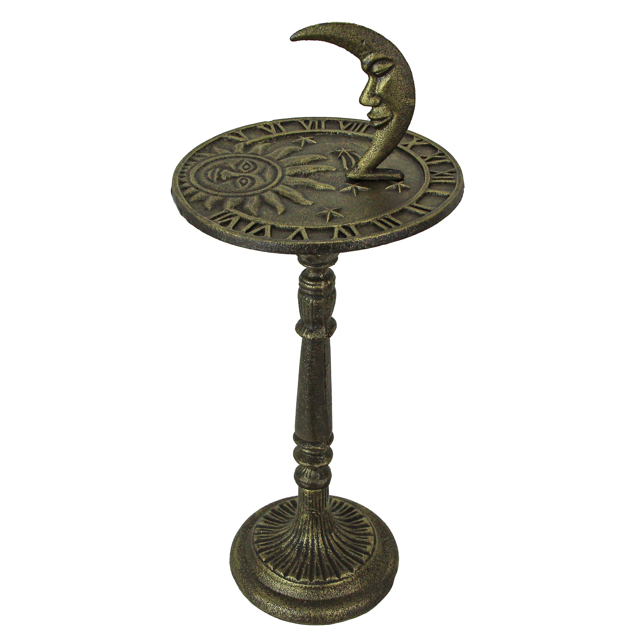 Alcott Hill® 23 Inch Tall Bronze Finish Cast Iron Sun, Moon Face And Stars Celestial Sundial - D... | Wayfair North America