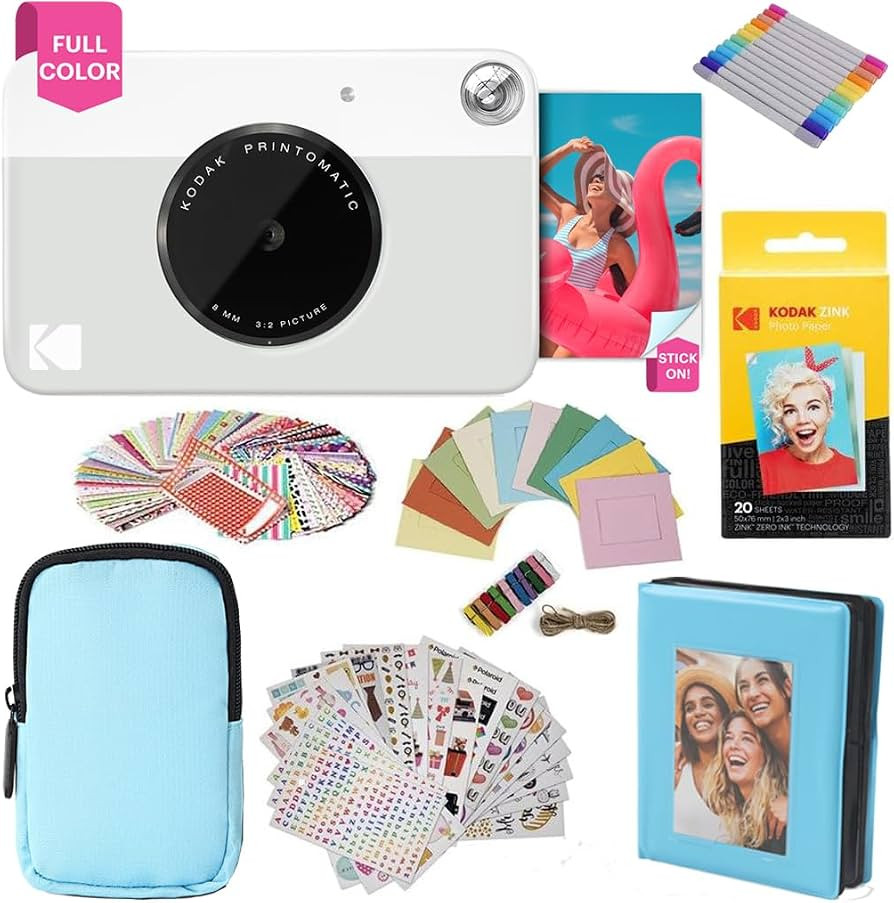 KODAK Printomatic Full-Color Instant Print Camera Gift Bundle + Soft Case + Zink 2x3 Sticky Back ... | Amazon (US)