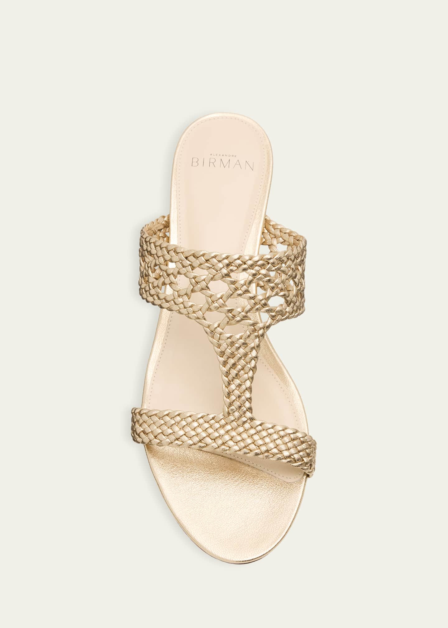 Alexandre Birman Braided Metallic Leather Block-Heel Sandals | Bergdorf Goodman