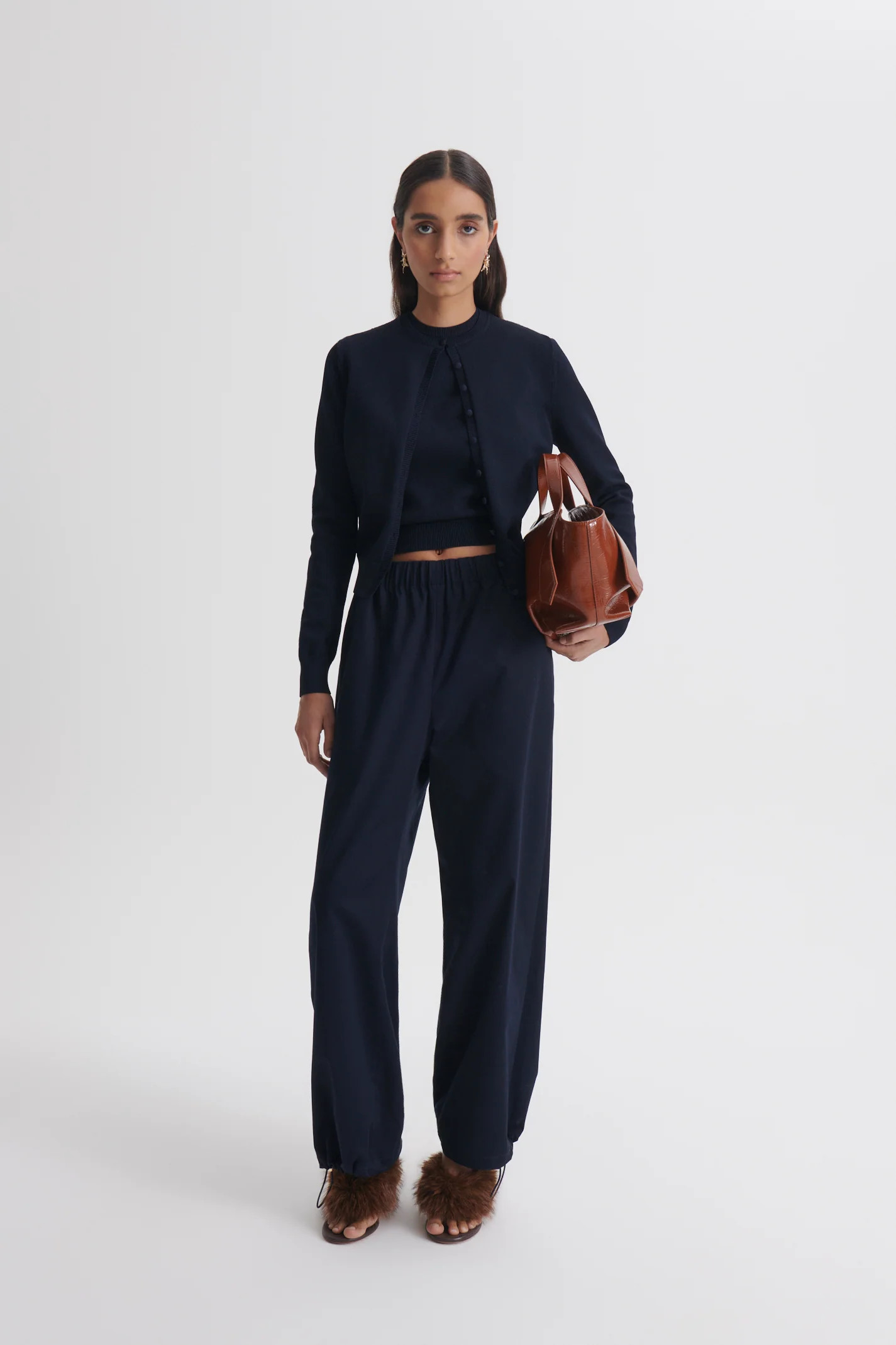 CREPE KNIT CARDIGAN - NAVY - Scanlan Theodore | Scanlan Theodore AU