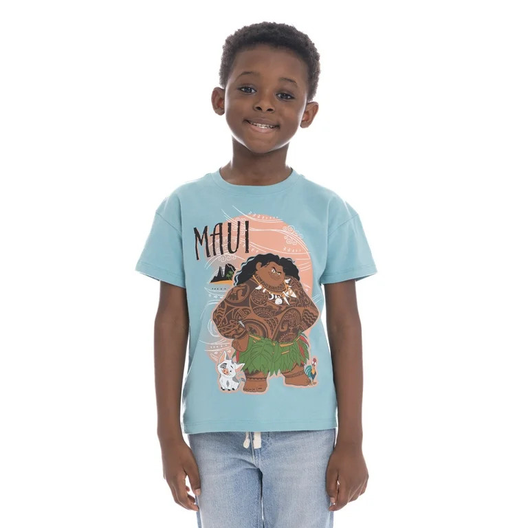 Moana and Maui Toddler Crewneck Graphic Tee with Short Sleeves, Sizes 12M-5T - Walmart.com | Walmart (US)