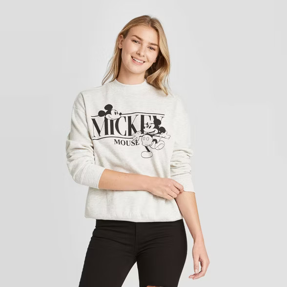 Women's Disney Mickey Mouse Halloween Graphic Sweatshirt - Gray | Target