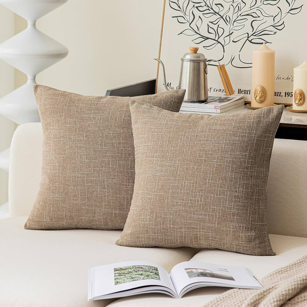 Kevin Textile Textural Faux Linen Throw Cushion Pillow Covers Shams for Couch, Invisible Zipper, ... | Amazon (US)