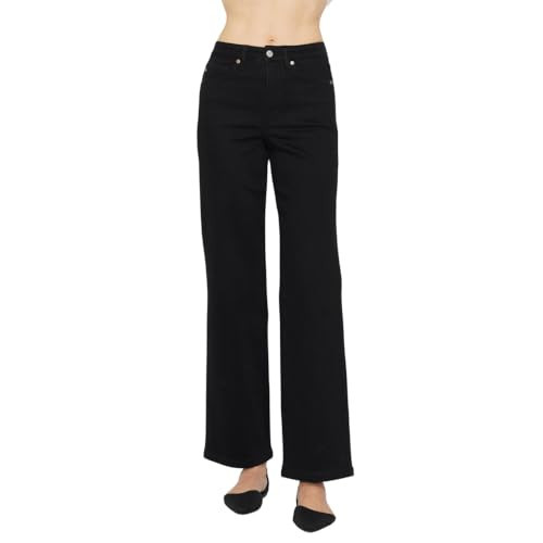 Judy Blue High Waist Tummy Control Classic Straight Jeans Comfortable Stretch Jeans Cotton Pant -88866 (US, Numeric, 14, Plus, Regular, Black) | Amazon (US)