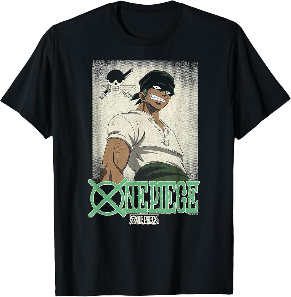 One Piece Anime Vintage Illustration Roronoa Zoro T-Shirt | Amazon (US)