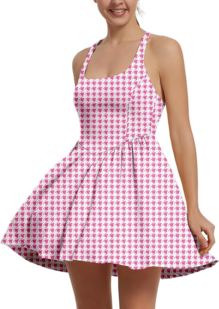Womens Tennis Golf Dress Shorts and Pockets Back-Cross Design Strappy Lightweight Soft Two-Piece ... | Amazon (US)