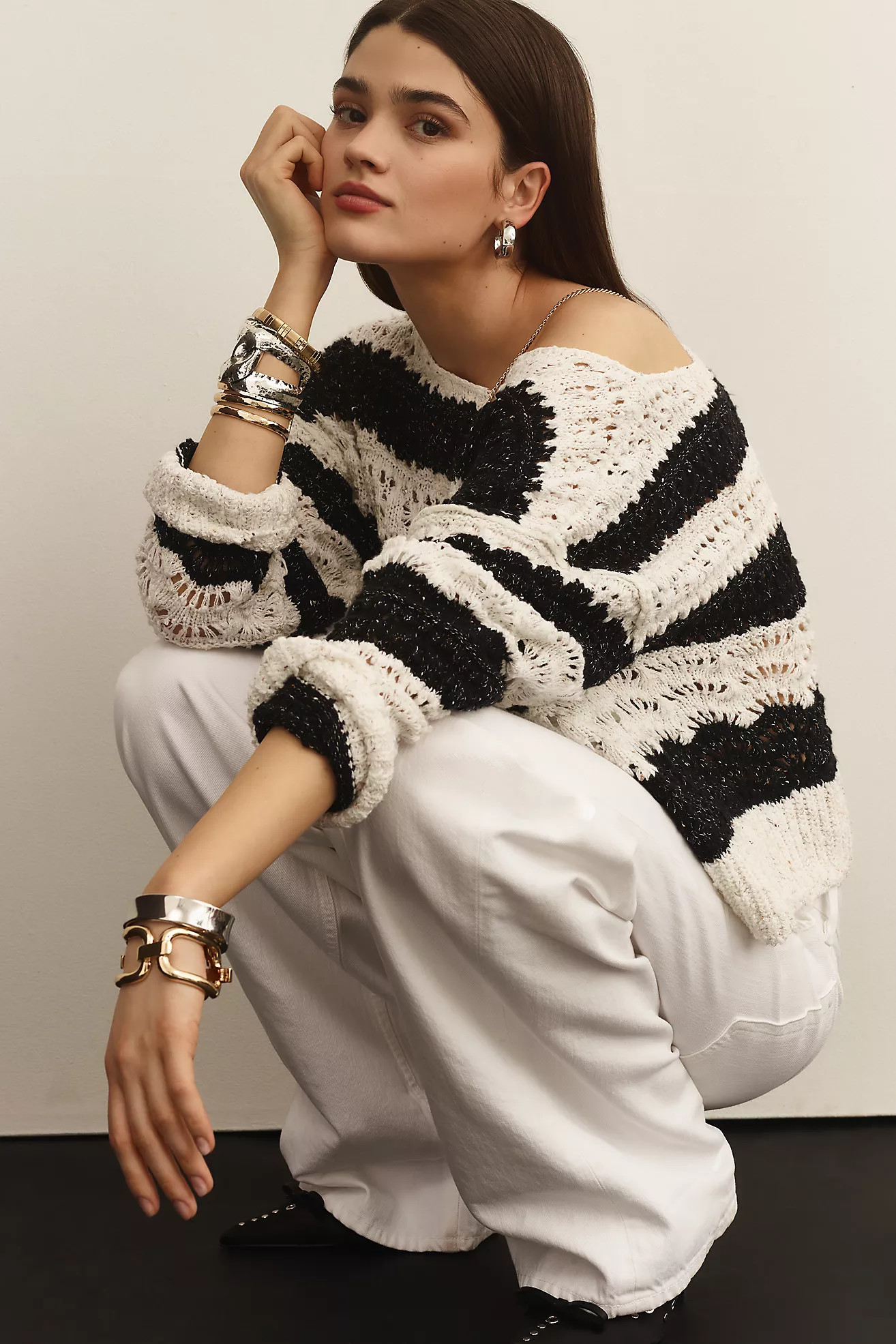 Pilcro Open-Stitch Pullover Sweater | Anthropologie (US)