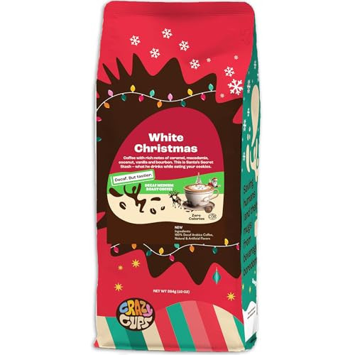 Crazy Cups Flavored Ground Decaf Christmas Coffee, Decaffeinated White Christmas Coffee in 10 oz Bag, For Brewing Flavored Hot or Iced (Pack of 1) | Amazon (US)