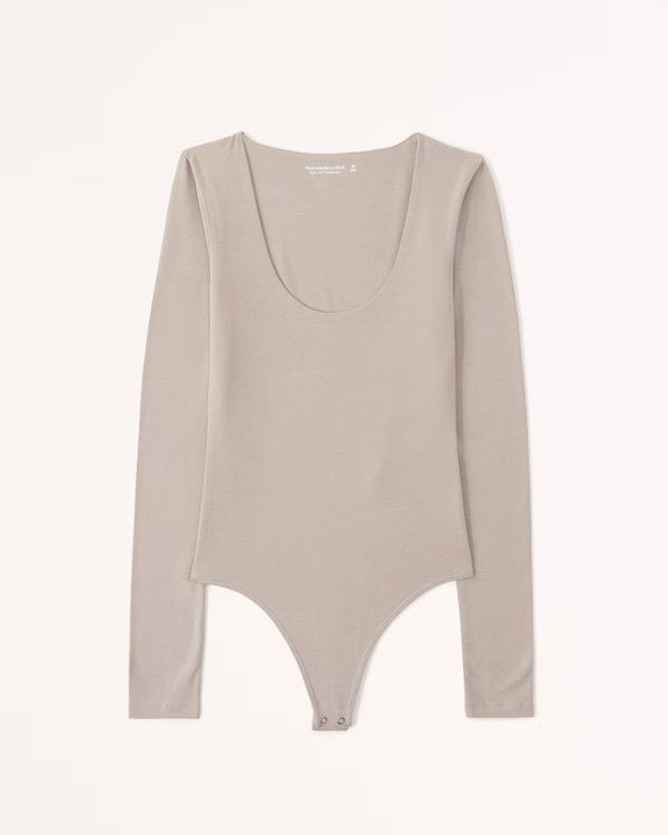 Long-Sleeve Cotton Seamless Fabric Scoopneck Bodysuit | Abercrombie & Fitch (US)
