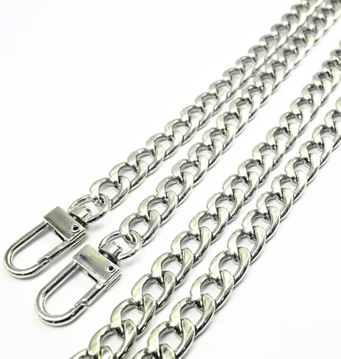 WEICHUAN 47"/120cm Silver Iron Flat Chain for Handbag Shoulder Bag Crossbody Bag Purse Chain Stra... | Amazon (US)